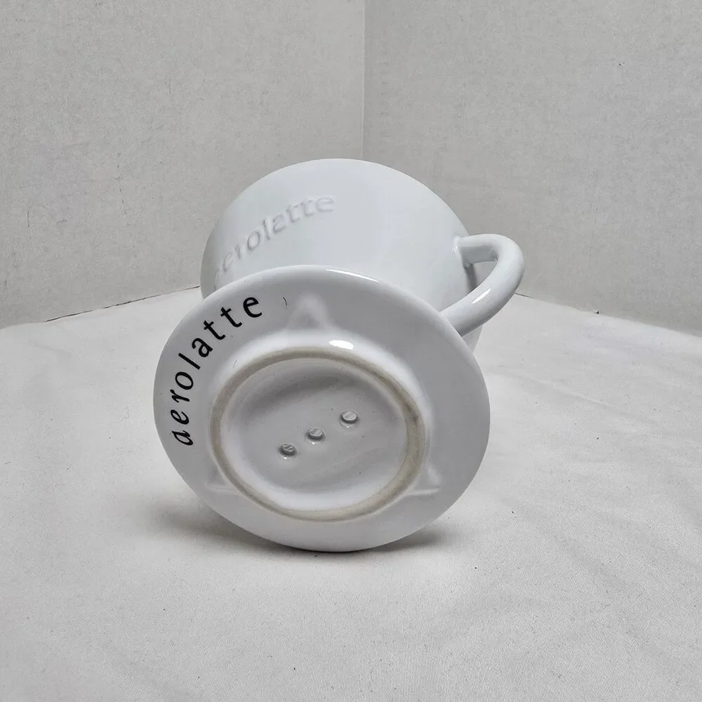 Aerolatte Ceramic Pour Over Coffee Dripper 3 Hole Flat Bottom Coffee Maker White